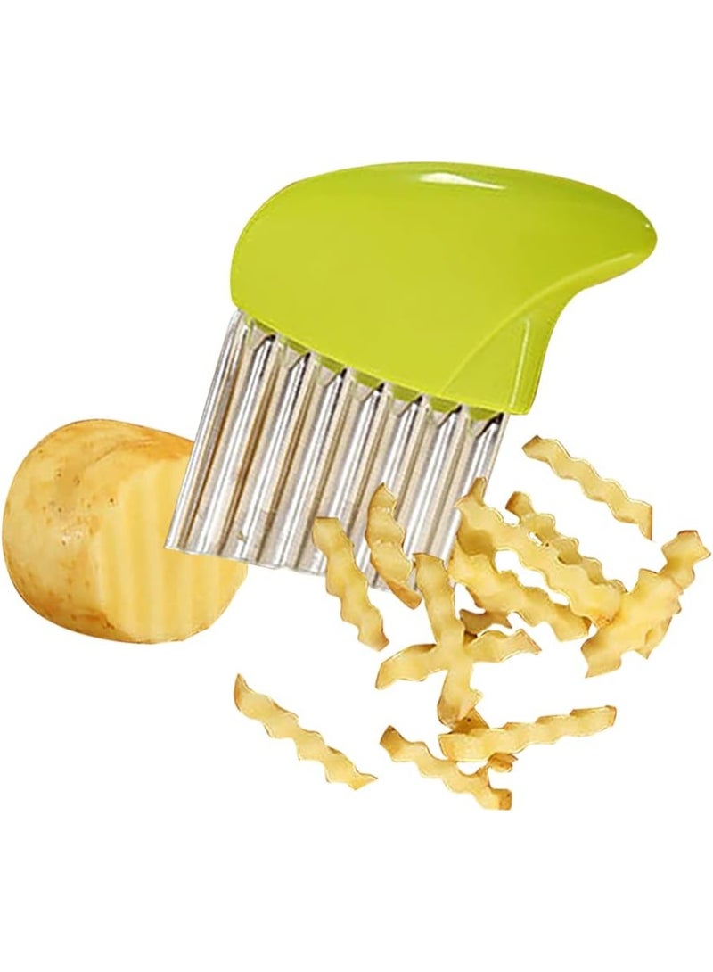 French Fry Slicer & Wavy Chopper – Crinkle Cutter for Fruits and Vegetables with Ergonomic Handle - Image 1